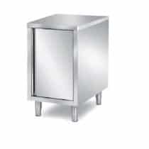 Meuble bas inox AISI 304 1 porte battante doublée adossé L 600 x P 700 x H 850 mm