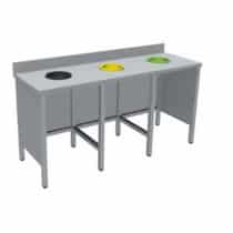 Meuble de tri ouvert avec ou sans rampe à plateaux longueur 1800 mm