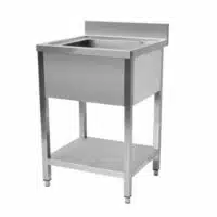 Plonge démontable avec étagère, inox, adossée, 1 bac, sans égouttoir, L 600 x P 600 mm