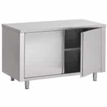 Table-armoire a portes battantes, inox AISI 430, L 700 x P 600 mm