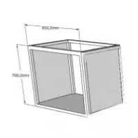 Table armoire ouverte sans porte Inox AISI 430 L 850 x P 560 x H 700 mm sans pieds et sans étagère sur mesure