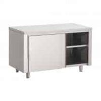 Table armoire, portes coulissantes, inox AISI 430, L 1200 x P 700 x H 850 mm