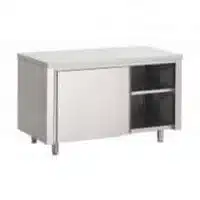 Table armoire, portes coulissantes, inox AISI 430, L 1200 x P 700 x H 850 mm