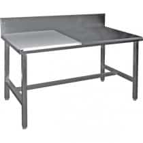 Table de découpe mixte poly à gauche alèse inox 304 à droite adossée L 1400 x P 600 x H 850 mm