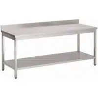 Table de travail Inox AISI 430 avec sous-tablette, adossée, L 1800 x P 600 x H 850 mm