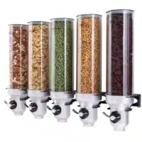 Distributeur mural d'aliments secs et biologiques gamme Free Flow argenté 5 x 4.5 L