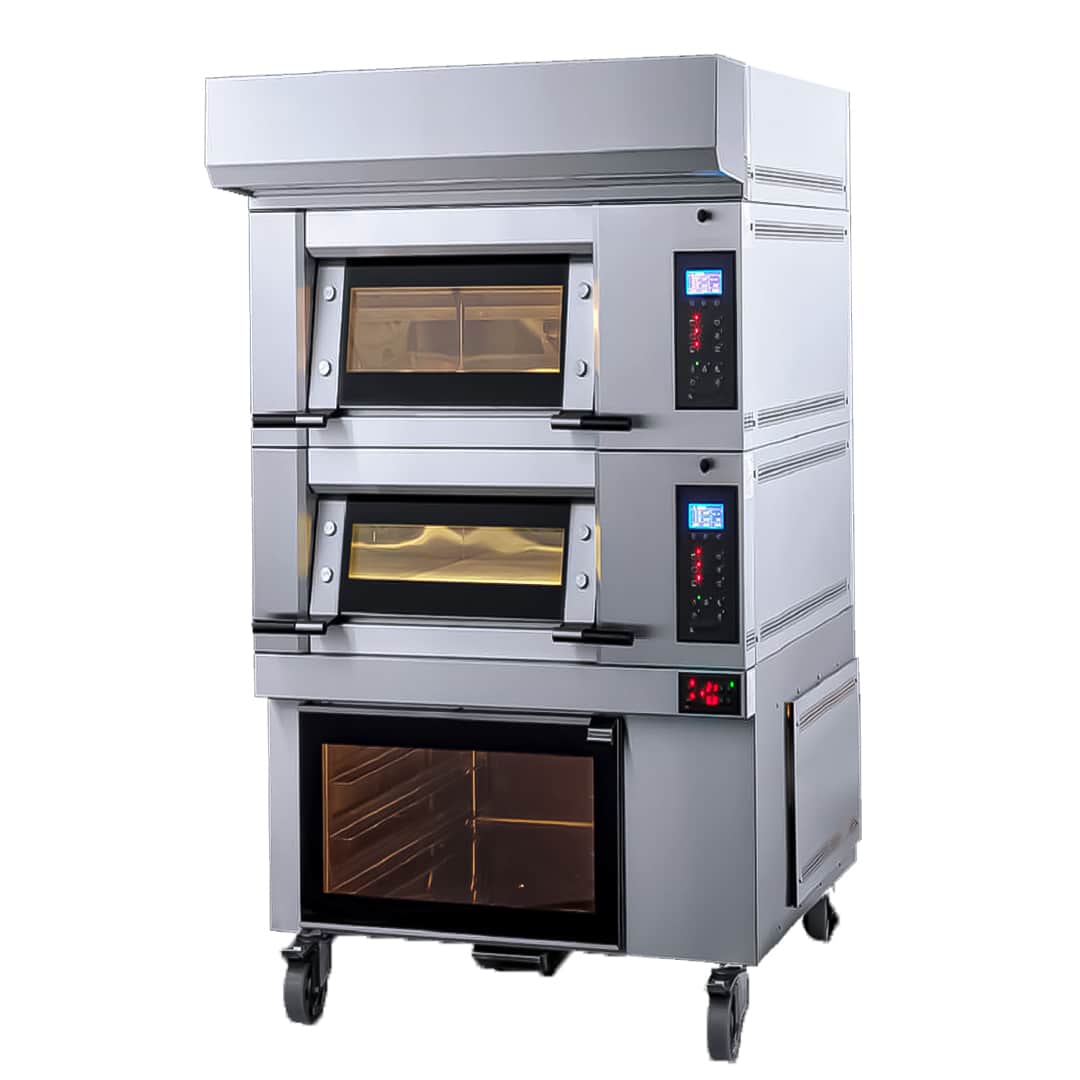 Four électrique Modulram avec 2 étages L 940 x P 750 x H 160 mm + hotte sans extracteur + étuve, sur mesure