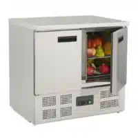 Table réfrigérée 2 portes positive, plan de travail en marbre