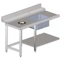 Plonge entrée gauche L 1500 mm + trou-vide déchets pour lave-vaisselle