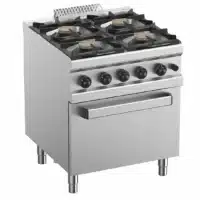 Fourneau gaz 4 feux vifs sur four gaz GN 2/1